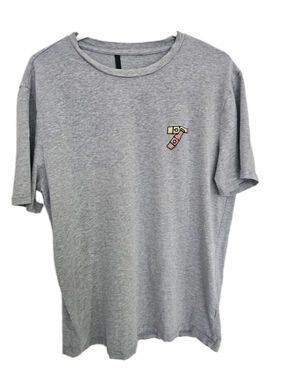 Women's T Shirt Gray S,decorative embroidered patch of two beer bottles Clicking